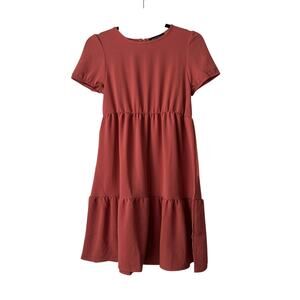 NEW Love Ellie Rust/Salmon Short Sleeve Pullover Girls Crew Neck Dress-L 12/14